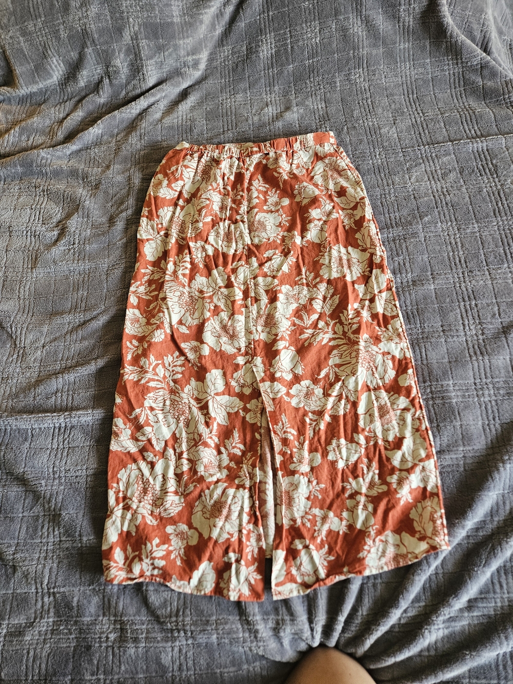 Old Navy  Linen Orange ( red color listed on tag ) Floral Midi Skirt Size Large - Picture 6 of 16